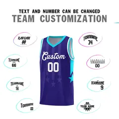 Royal Sky Blue White Gradient Star Graffiti Basketball Jersey 4