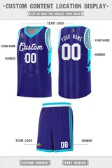 Royal Sky Blue White Gradient Star Graffiti Basketball Jersey 5