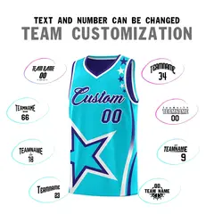 Royal Sky Blue White Star Series Reversible Basketball Jersey 4