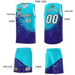 Royal Sky Blue Wing Pattern Basketball Sports Uniform Jersey 5