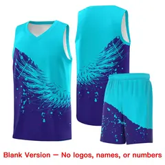 Royal Sky Blue Wing Pattern Basketball Sports Uniform Jersey 7