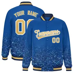 Royal Sparkle-Effect Varsity Full-Snap Letterman Baseball Jacket