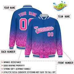 Royal Sparkle-Effect Varsity Full-Snap Letterman Baseball Jacket 2