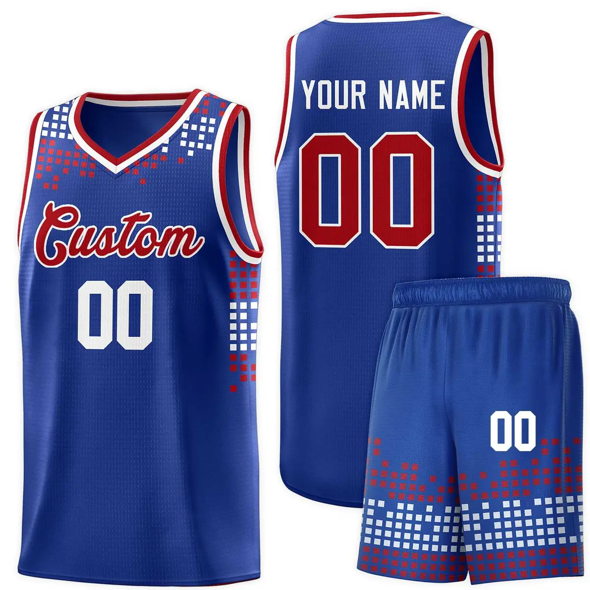 Royal Square Grid Graffiti Pattern Basketball Jersey