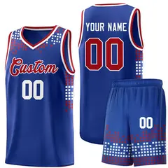 Royal Square Grid Graffiti Pattern Basketball Jersey