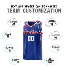 Royal Square Grid Graffiti Pattern Basketball Jersey 3