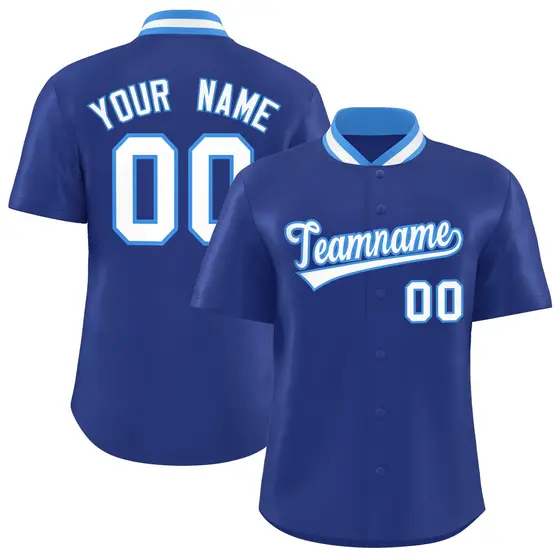 Royal Stand Collar Classic Baseball Jersey