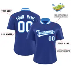 Royal Stand Collar Classic Baseball Jersey 2