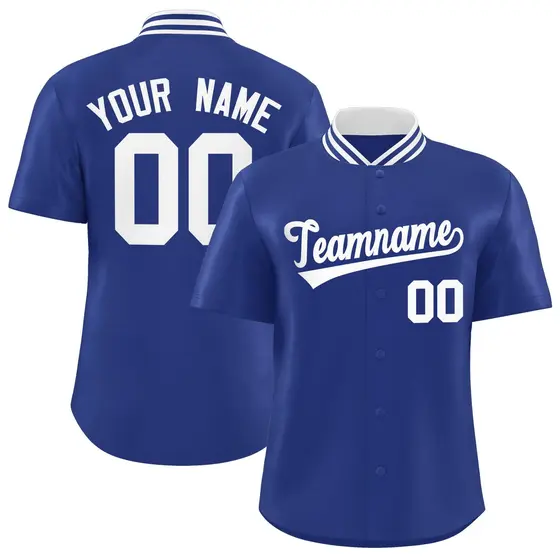 Royal Stand Collar Classic Baseball Jersey