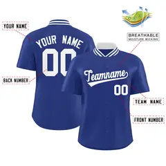 Royal Stand Collar Classic Baseball Jersey 2