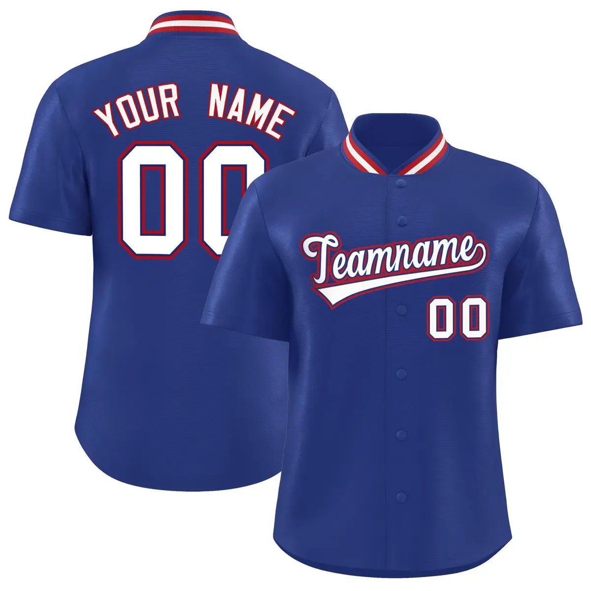 Royal Stand Collar Classic Baseball Jersey