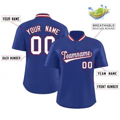 Royal Stand Collar Classic Baseball Jersey 2