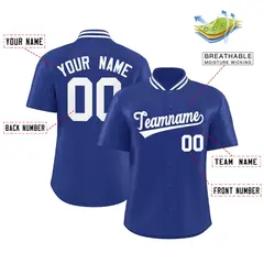 Royal Stand Collar Classic Baseball Jersey 2