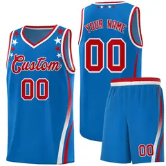 Royal Star Pattern Color Block Shoulders Basketball Jersey 1