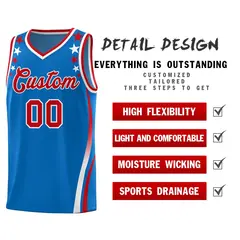 Royal Star Pattern Color Block Shoulders Basketball Jersey 2