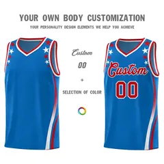 Royal Star Pattern Color Block Shoulders Basketball Jersey 3