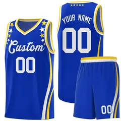 Royal Star Pattern Color Block Shoulders Basketball Jersey 1