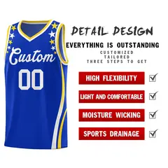 Royal Star Pattern Color Block Shoulders Basketball Jersey 2
