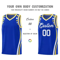 Royal Star Pattern Color Block Shoulders Basketball Jersey 3