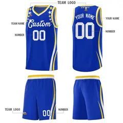 Royal Star Pattern Color Block Shoulders Basketball Jersey 5