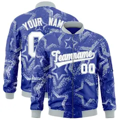 Royal Star Pattern Varsity Full-Zip Letterman Bomber Jacket