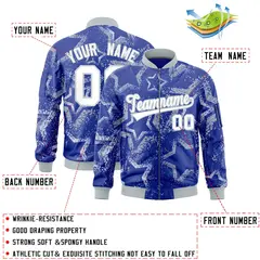 Royal Star Pattern Varsity Full-Zip Letterman Bomber Jacket 2
