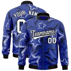 Royal Star Pattern Varsity Full-Zip Letterman Bomber Jacket 1