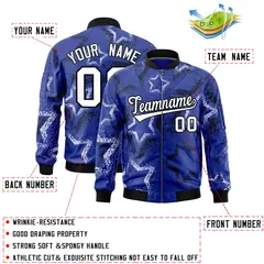 Royal Star Pattern Varsity Full-Zip Letterman Bomber Jacket 2