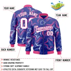 Royal Star Pattern Varsity Full-Zip Letterman Bomber Jacket 2