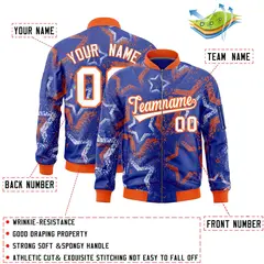 Royal Star Pattern Varsity Full-Zip Letterman Bomber Jacket 2