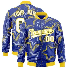 Royal Star Pattern Varsity Full-Zip Letterman Bomber Jacket 1
