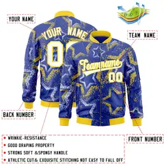 Royal Star Pattern Varsity Full-Zip Letterman Bomber Jacket 2