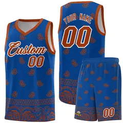 Royal Texas Orange Cashew Pattern Basketball Uniform Jersey 1