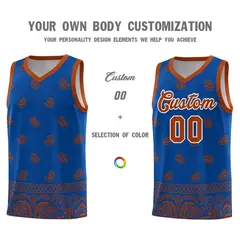 Royal Texas Orange Cashew Pattern Basketball Uniform Jersey 10