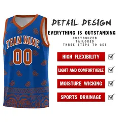 Royal Texas Orange Cashew Pattern Basketball Uniform Jersey 16