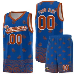 Royal Texas Orange Cashew Pattern Basketball Uniform Jersey 22
