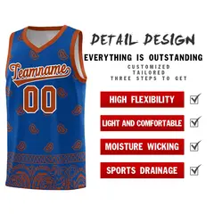 Royal Texas Orange Cashew Pattern Basketball Uniform Jersey 23