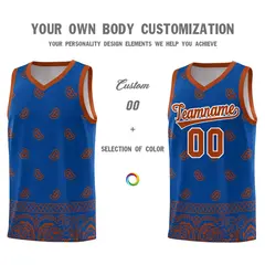 Royal Texas Orange Cashew Pattern Basketball Uniform Jersey 24
