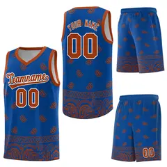 Royal Texas Orange Cashew Pattern Basketball Uniform Jersey 27