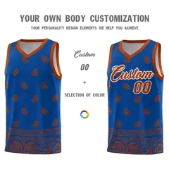 Royal Texas Orange Cashew Pattern Basketball Uniform Jersey 3