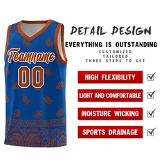 Royal Texas Orange Cashew Pattern Basketball Uniform Jersey 30