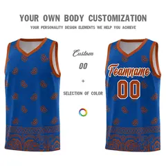 Royal Texas Orange Cashew Pattern Basketball Uniform Jersey 31
