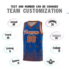 Royal Texas Orange Cashew Pattern Basketball Uniform Jersey 32
