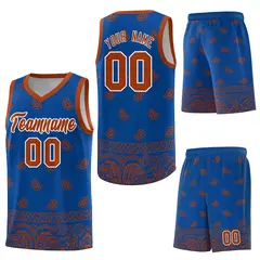 Royal Texas Orange Cashew Pattern Basketball Uniform Jersey 34