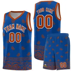 Royal Texas Orange Cashew Pattern Basketball Uniform Jersey 36