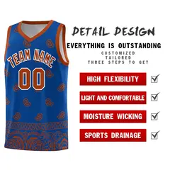 Royal Texas Orange Cashew Pattern Basketball Uniform Jersey 37