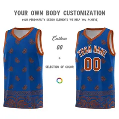 Royal Texas Orange Cashew Pattern Basketball Uniform Jersey 38