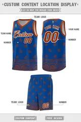 Royal Texas Orange Cashew Pattern Basketball Uniform Jersey 5