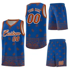 Royal Texas Orange Cashew Pattern Basketball Uniform Jersey 6