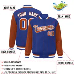 Royal Texas Orange Pinstripe Raglan Varsity Letterman Baseball Jacket 2